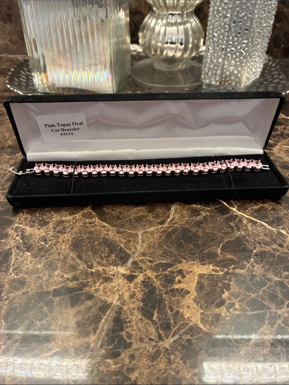 Pink Topaz Oval Cut Tennis Bracelet ~ 7.5”